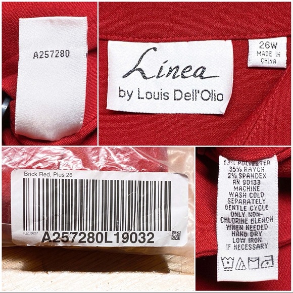 Linea By Louis Dell'Olio Button Up Long Sleeve Jacket, NWT 26W Brick Red A257280 - Picture 7 of 12